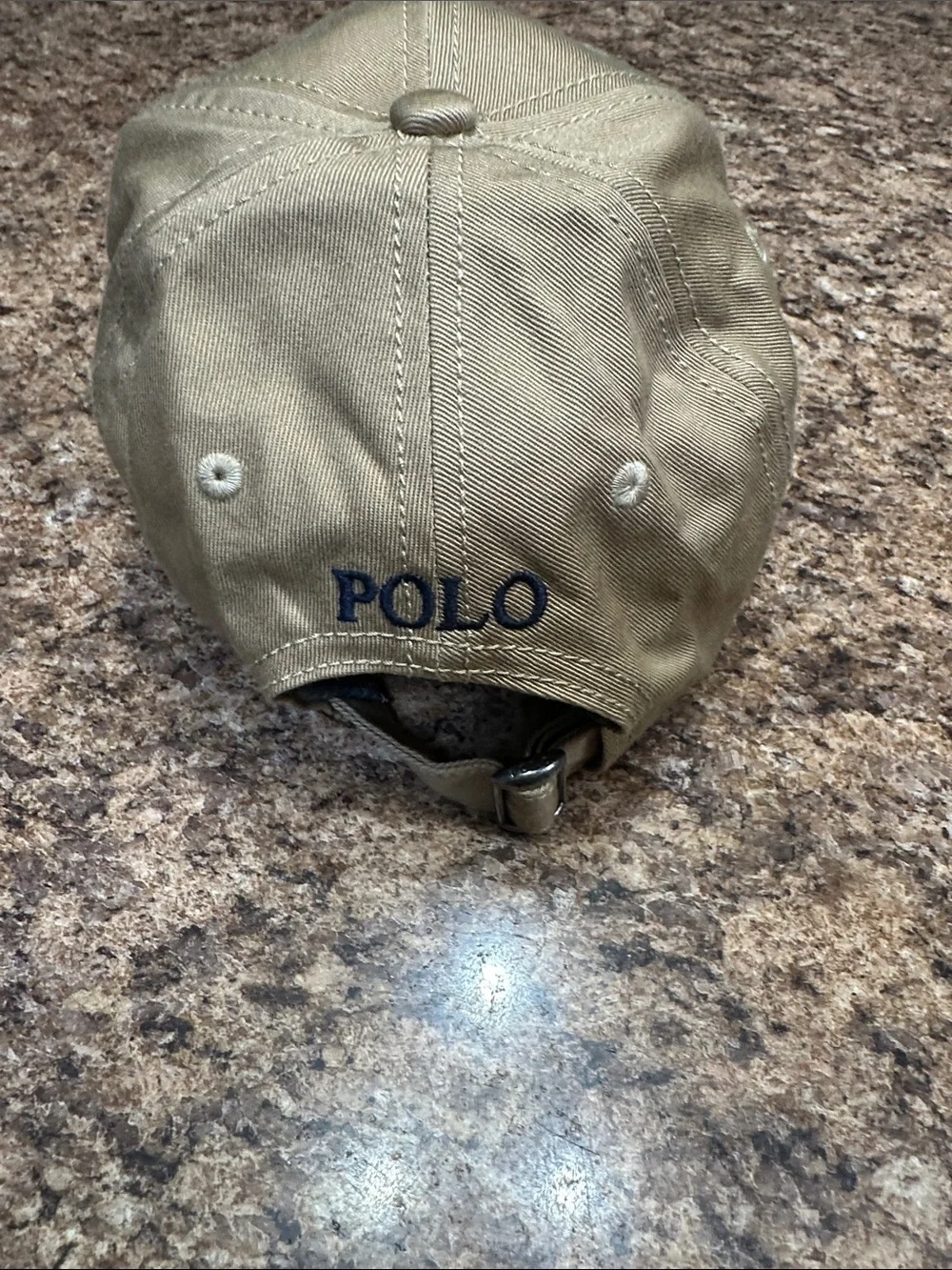 NWOT Polo Ralph Lauren Khaki Tan Hat with Navy Pony Logo Adjustable Strap